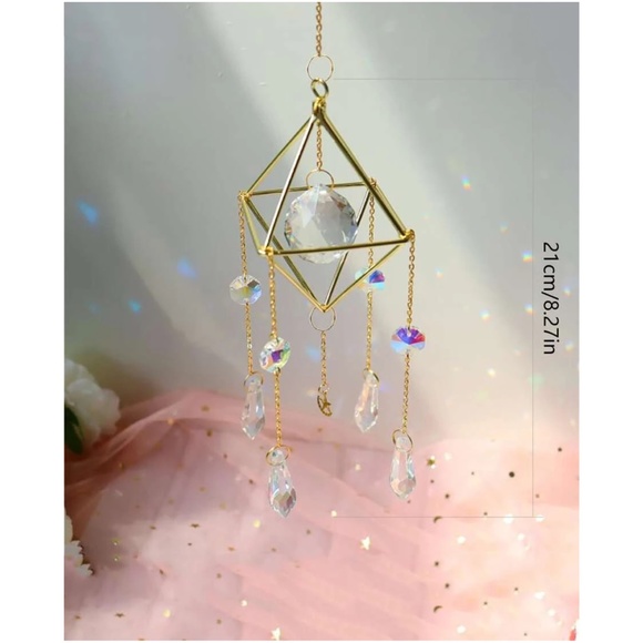 Boho Hanging Ceiling Wall Gold Tone Decor Sun Catcher - Picture 4 of 5